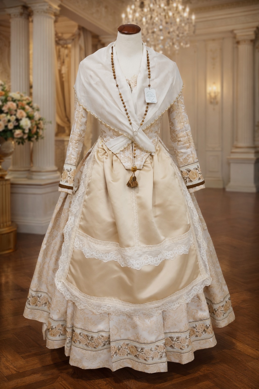Traje color crema en maniquí